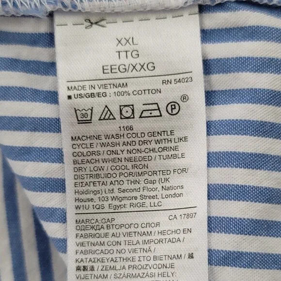 GAP Ladies Blue & White Striped Shirt Dress XXL- with Bell Sleeves - Picture 12 of 12